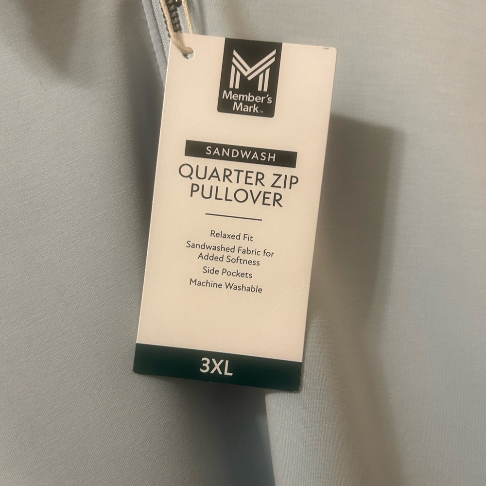 NWT- Member’s Mark Men Quarter-Zip Pullover in Light Blue. Size 3X - Picture 2 of 10